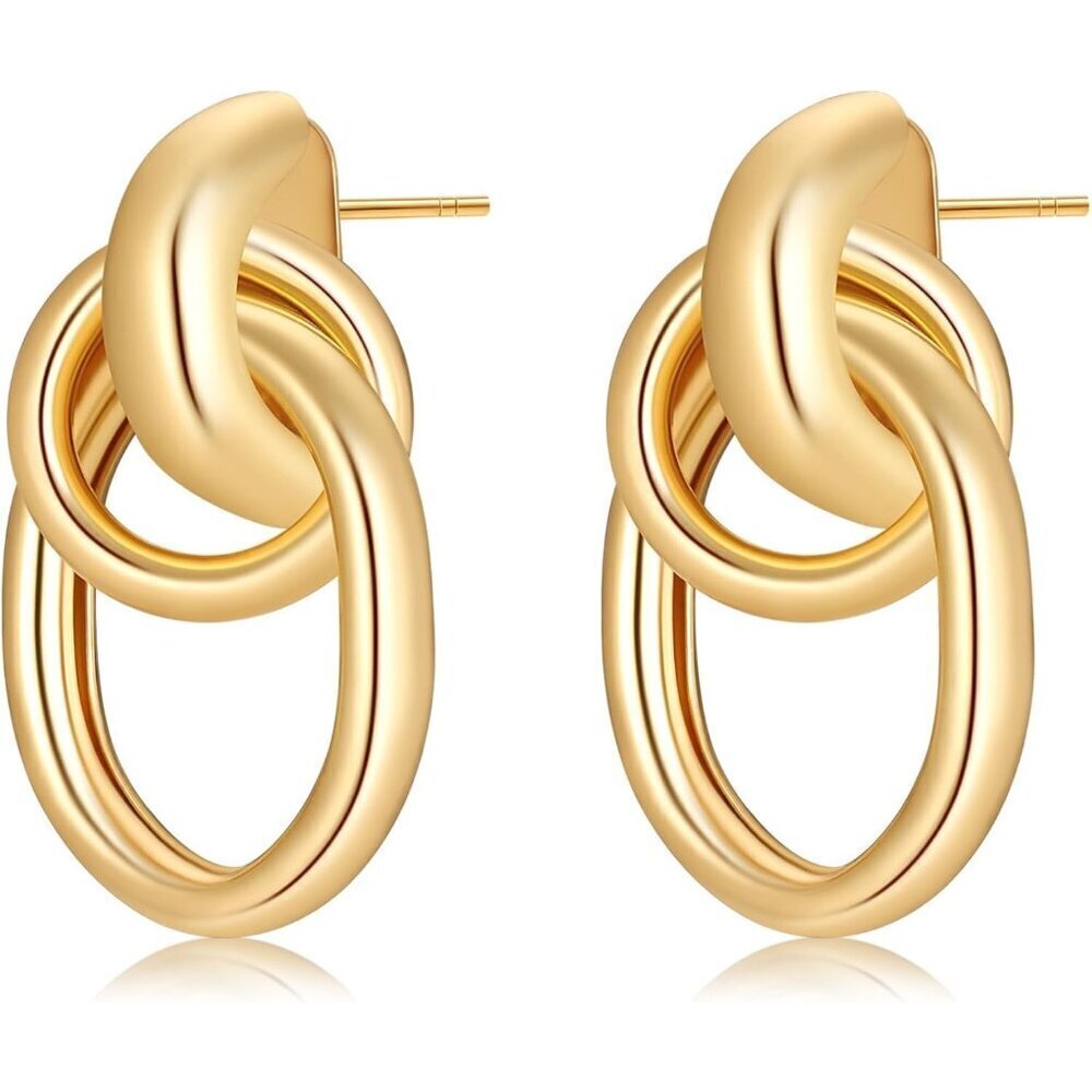 🆕 Women Gold Starfish Knot Earrings 14k Trendy Minimalist Dainty Summer Jewelry